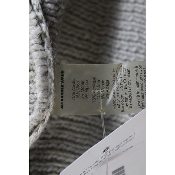 T Alexander Wang Womens Long Sleeve Turtleneck Sweater Gray Wool Size Large - Picture 5 of 6